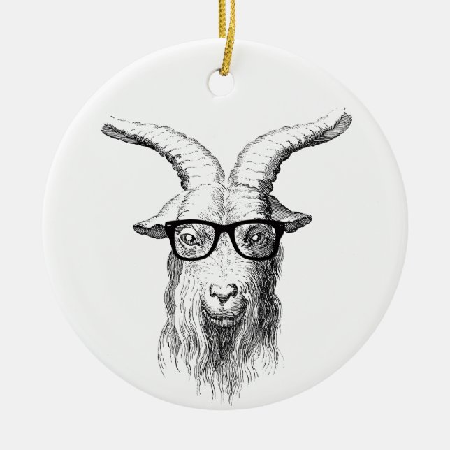 Hipster-Ziege Keramik Ornament (Vorne)