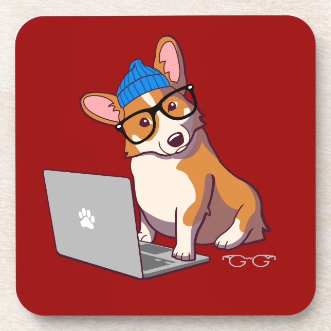 HipsterCorgi 2 (ohne Text) Untersetzer (Vorderseite)