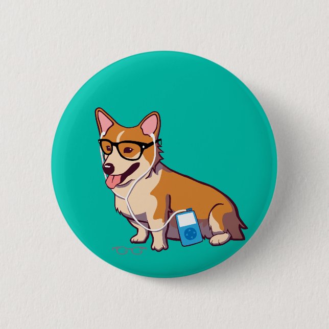 Hipstercorgi-Knopf Button (Vorderseite)
