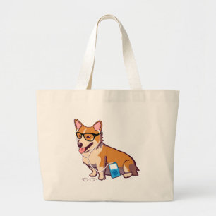 HipsterCorgi (ohne Text) Jumbo Stoffbeutel