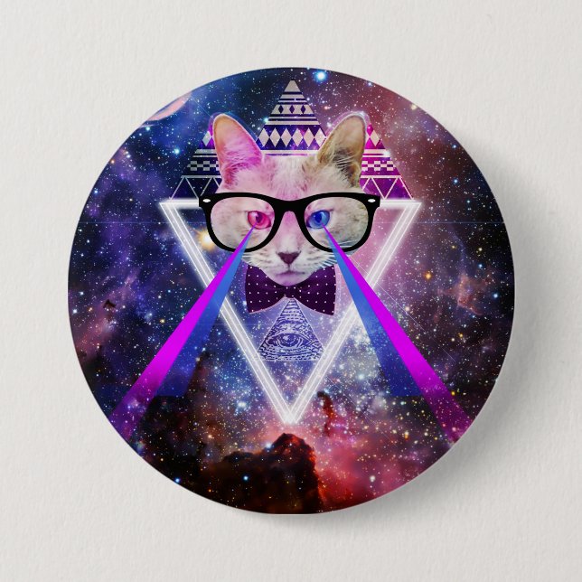 Hipstergalaxiekatze Button (Vorderseite)