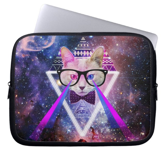 Hipstergalaxiekatze Laptopschutzhülle (Vorderseite)