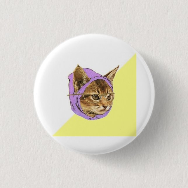 Hipsterkitty-Katzen-Ratetier Meme Button (Vorderseite)