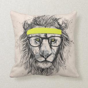 Hipsterlöwe (heller Hintergrund) Kissen