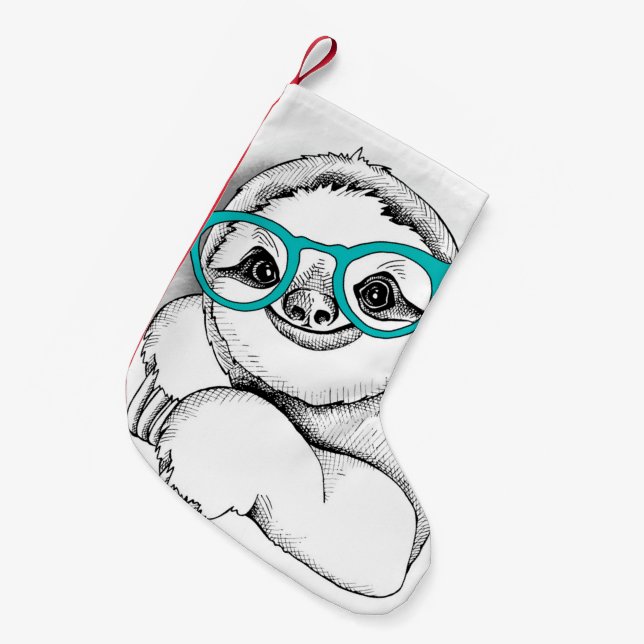 HipsterSloth Kleiner Weihnachtsstrumpf (Vorderansicht (hängend))
