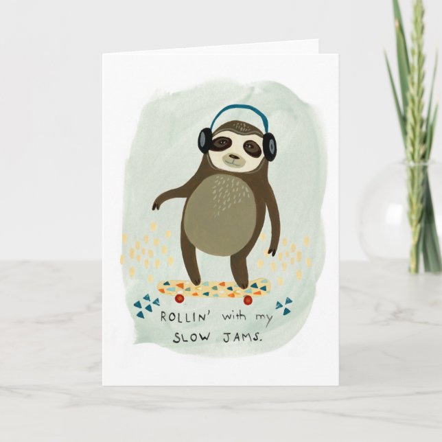HipsterSloth | Rollin mit meinen langsamen Staus Karte (Vorderseite)