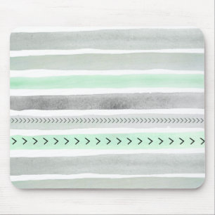 Hipstertadelloser grüner grauer Watercolor Stripe Mousepad