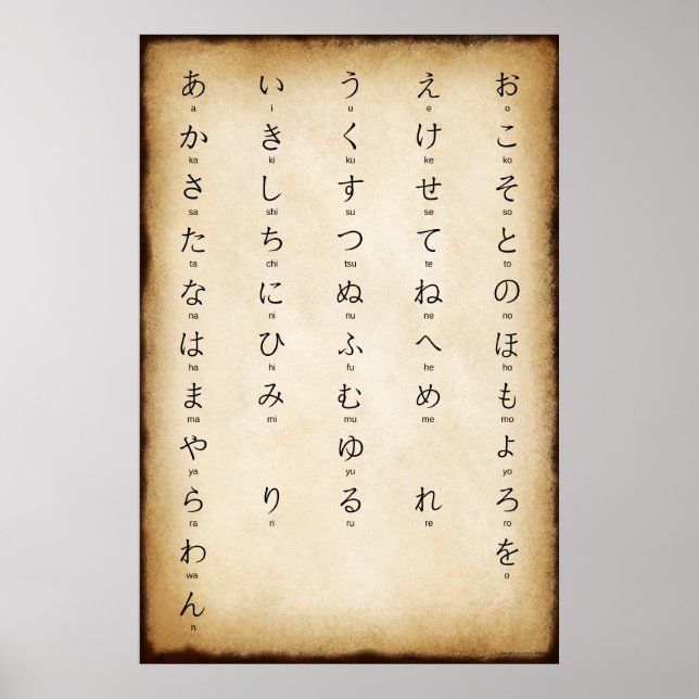 Hiragana im romanisch-japanischen Stil Poster (Vorne)