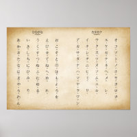 Hiragana Katakana Japanese Characters Antiqued