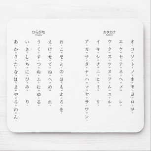 Hiragana Katakana lernt japanische Charaktere Mousepad