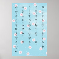 Hiragana mit Romaji Japanisch Sakura Blüten