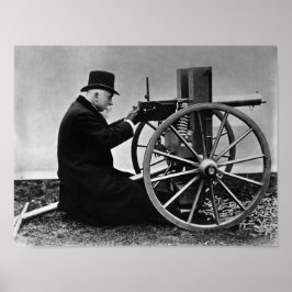 Hiram Maxim feuert seine Maxim Maschinenwaffe - 18 Poster