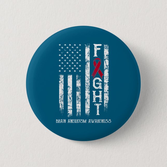 Hirnaneurysma-Krieger US-Flagge Design Button (Vorderseite)