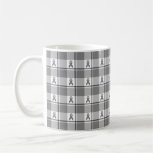 Hirnkrebs-Bewusstseins-Plaid Graues Band Kaffeetasse