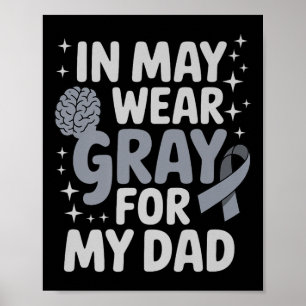 Hirntumor-Bewusstsein Monat Gray Ribbon Apparel ic Poster