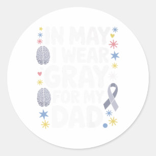 Hirntumor-Bewusstsein Monat Gray Ribbon Apparel ic Runder Aufkleber