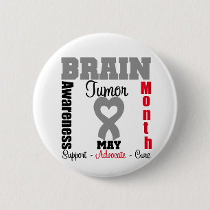 Hirntumor-Bewusstseins-Monats-Herz-Band Button