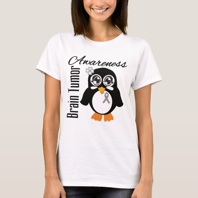 Hirntumor-Bewusstseins-Pinguin T-Shirt (Vorderseite)