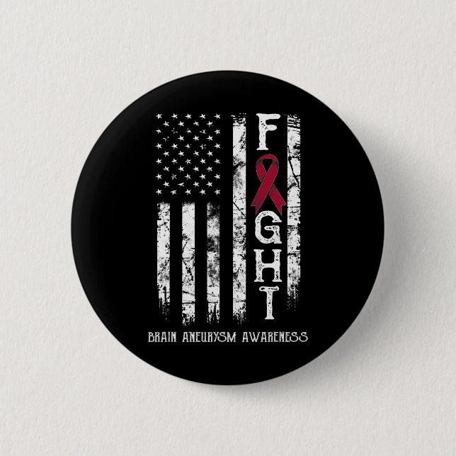 Hirntumor Krieger USA-Flagge Button (Vorderseite)