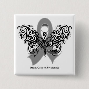 Hirntumor-Stammes- Schmetterlings-Band Button