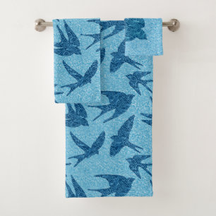 hirondelles japonaises en vol, Cobalt et bleu pâle