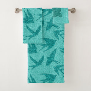 hirondelles japonaises en vol, Turquoise et Aqua B