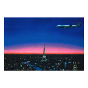 Hiroshi nagai Kunstmalereien Stadt Pop und Flugzeu Fotodruck