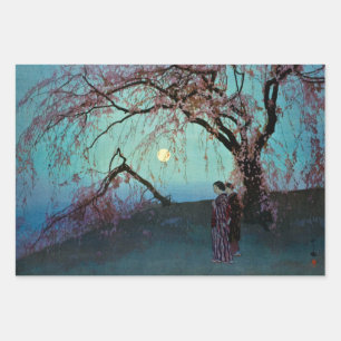 Hiroshi Yoshida Kumoi Cherry Trees Wrapping Paper Geschenkpapier Set