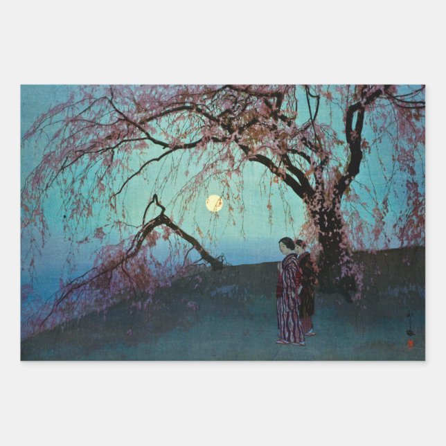 Hiroshi Yoshida Kumoi Cherry Trees Wrapping Paper Geschenkpapier Set (Vorderseite)