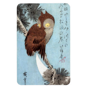 Hiroshige - Ohrenkauz, Kiefer und Halbmond Magnet