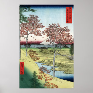 Hiroshige - Sonnenuntergangshügel, Meguro in der ö Poster
