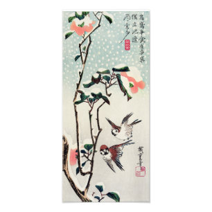 Hiroshige Spatzen und Kamelien im Schnee-Druck Fotodruck