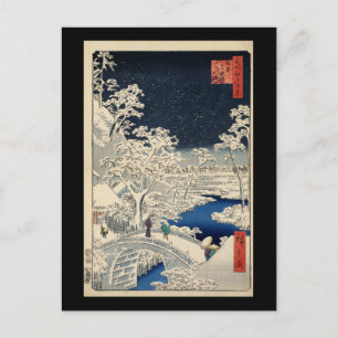 Hiroshige Trommelbrücke bei Meguro Postkarte