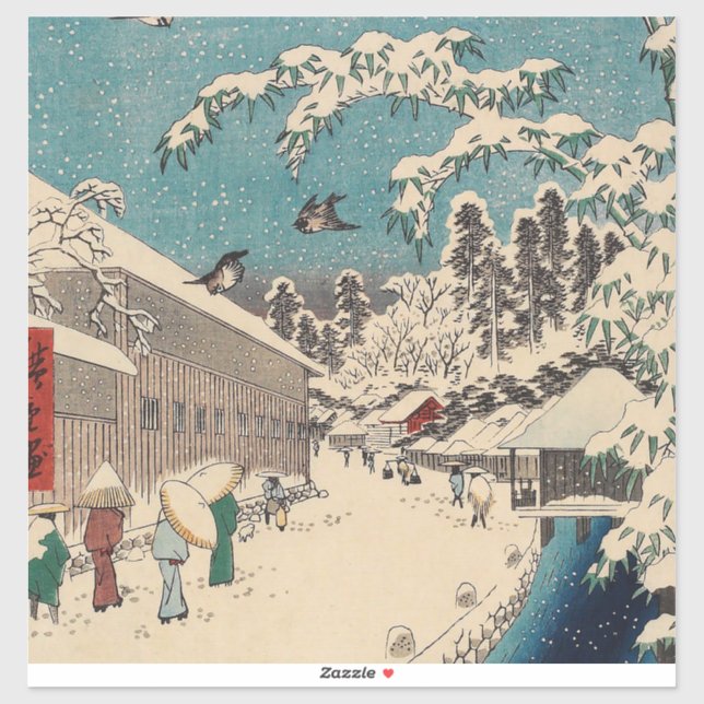 Hiroshige Winterlandschaft Japan Land Aufkleber (Blatt)