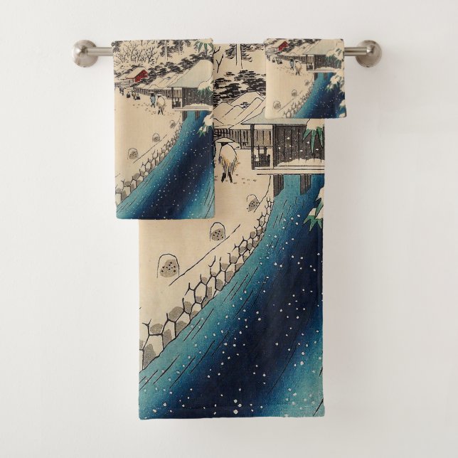 Hiroshige Winterlandschaft Japan Land Badhandtuch Set (Insitu)