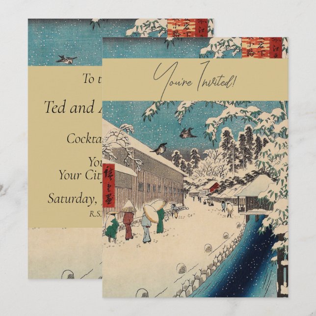 Hiroshige Winterlandschaft Japan Land Einladung (Vorne/Hinten)