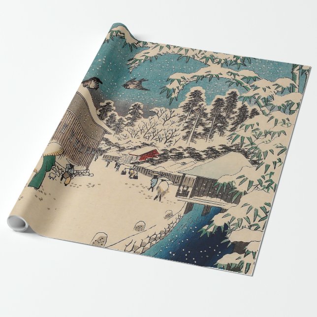 Hiroshige Winterlandschaft Japan Land Geschenkpapier (Ungerollt)