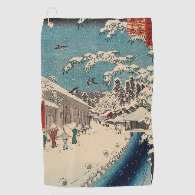 Hiroshige Winterlandschaft Japan Land Golfhandtuch (Vorderseite)