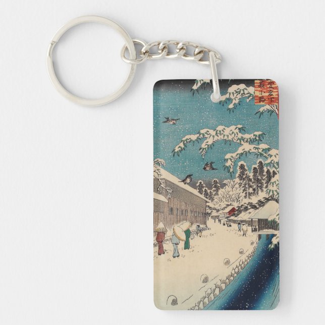 Hiroshige Winterlandschaft Japan Land Schlüsselanhänger (Vorderseite)