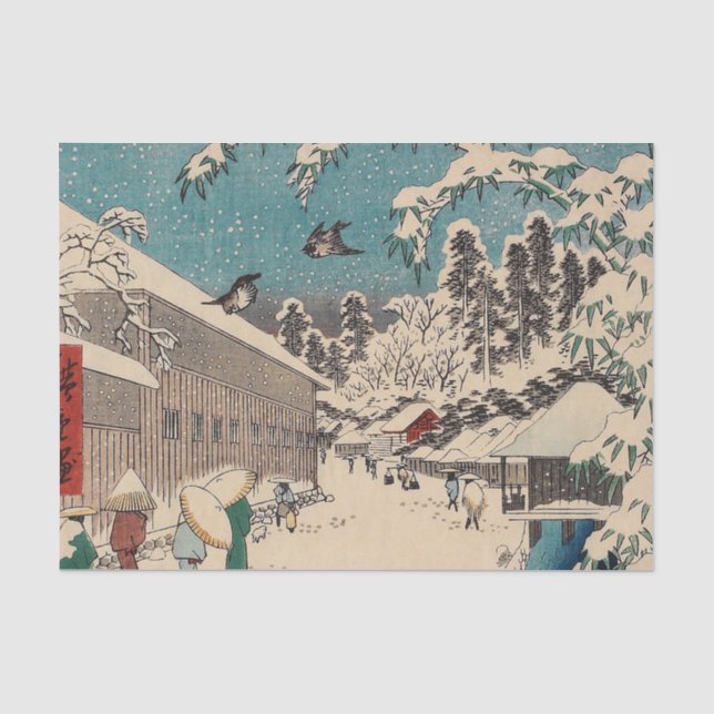 Hiroshige Winterlandschaft Japan Land Seidenpapier (Vorderseite)