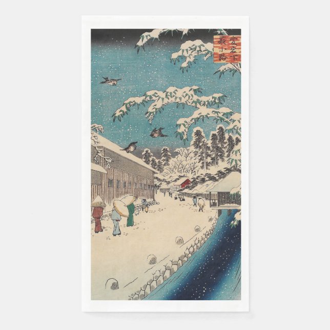 Hiroshige Winterlandschaft Japan Land Serviette (Vorderseite)