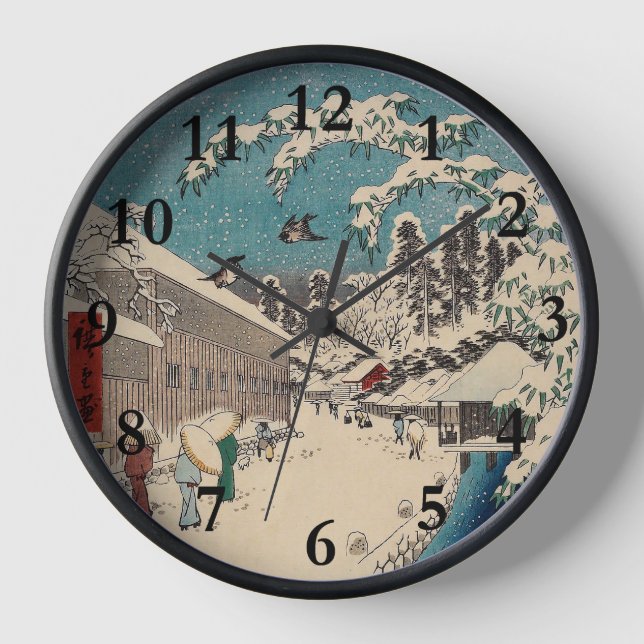 Hiroshige Winterlandschaft Japan Land Uhr (Vorderseite)