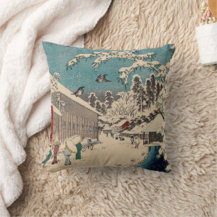 Hiroshige Winterlandschaft Japan Ukiyo-e Antiquitä Kissen