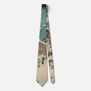 Hiroshige Winterlandschaft Japan Ukiyo-e Antiquitä Krawatte