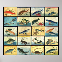 Hiroshige's A Shoal of Fish Japanischer Fischdruck