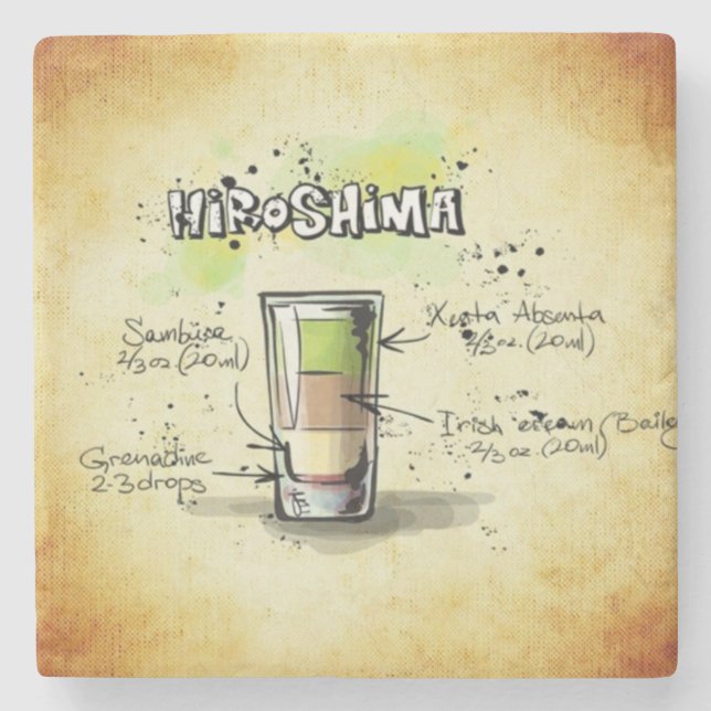 Hiroshima Barkeeper Drink Rezept Steinuntersetzer (Vorderseite)
