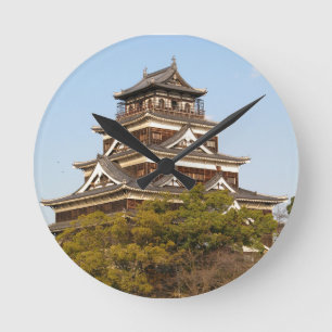 Hiroshima Castle 広島城, Hiroshima, Japan Runde Wanduhr