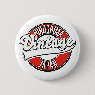 Hiroshima japan Logo im Vintagen Stil Button