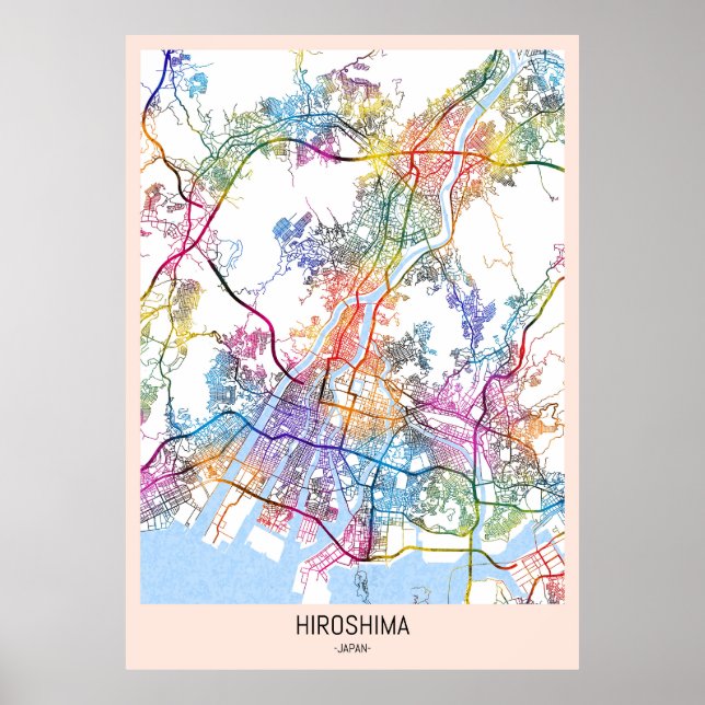 Hiroshima Japan Stadtplan Poster (Vorne)