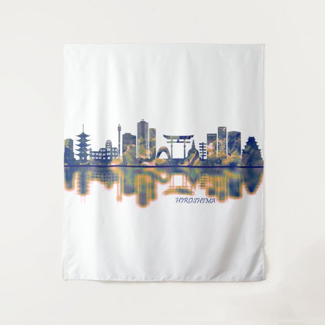 Hiroshima Skyline Wandteppich (Vorderseite)